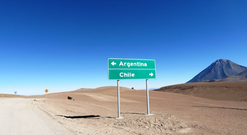 panneau routier argentine chilie